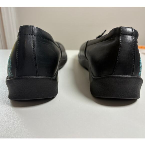 Aetrex US 7 Wide Leather Embroidered Lace Up Orthotic Comfort Shoes - Picture 3 of 7